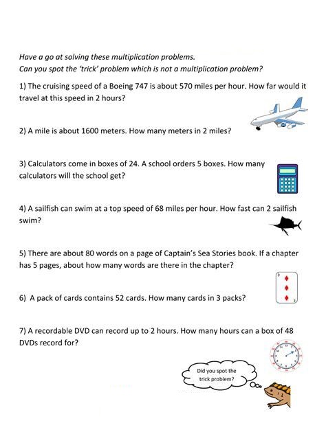 Multiplication Word Problem Worksheet For Grade 5
